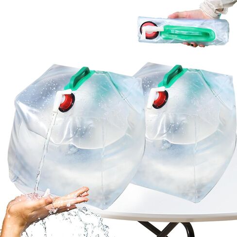 ‌2 حزمة 5 جالون قابلة للطي قابلة للطي - BPA مجاني - المثانة تخزين محمولة مع حنفية للتخييم/RV/الطوارئ - تصميم شفاف قابل للطي للغاية in Saudi Arabia