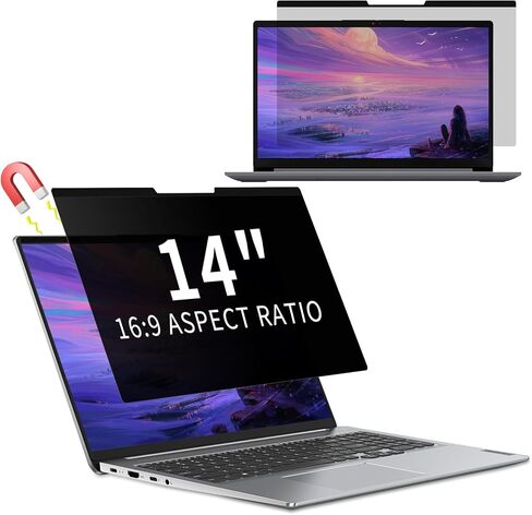 Removable Magnetic Privacy Filter for 14 inch 16:9, Anti Spy Anti-Glare Laptop Monitor Screen Protector, Blue Light Blocking Film for Notebook 14''（316 * 184） mm in Saudi Arabia