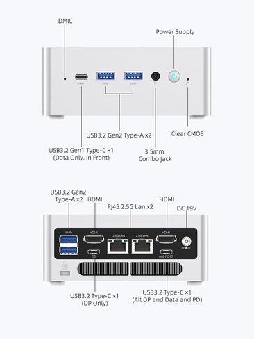 Minisforum Venus Series NAB9 MINI PC Barebone Intel Core I9-12900HK (14C/20T) ، كمبيوتر سطح المكتب المصغر بدون RAM/SSD/OS ، 2x HDMI+2X USB-C 4K@60Hz Output ، 2x 2.5G LAN ، 4X USB3.2 Small Computer (READED) in Saudi Arabia