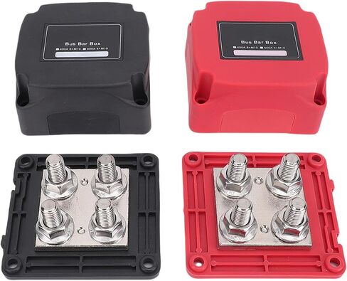 Power Distribution Block Bus Bar, 2 Pcs 4 x M10 Battery Junction Posts, 48V 400A Studs Battery Busbar Terminal Block for Automotive Marine RV Yacht in Saudi Arabia