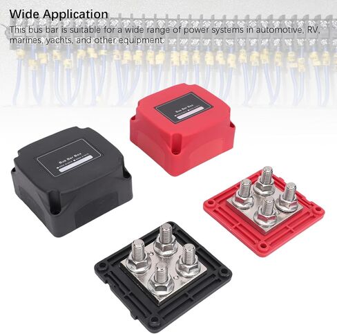 Power Distribution Block Bus Bar, 2 Pcs 4 x M10 Battery Junction Posts, 48V 400A Studs Battery Busbar Terminal Block for Automotive Marine RV Yacht in Saudi Arabia
