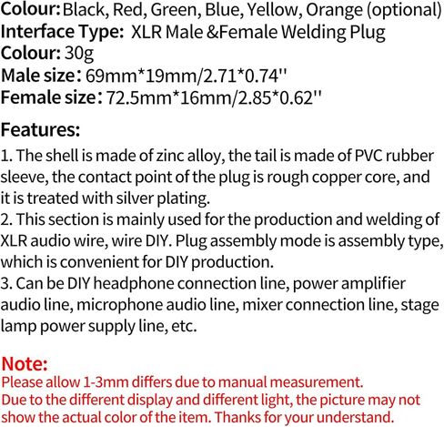 10pcs 3-pin xlr ذكور إلى محول أنثى-موصل صوتي متوازن للميكروفون ، الخلاط ، مكبر صوت (الذكور البرتقالي × 10pcs) in Kuwait