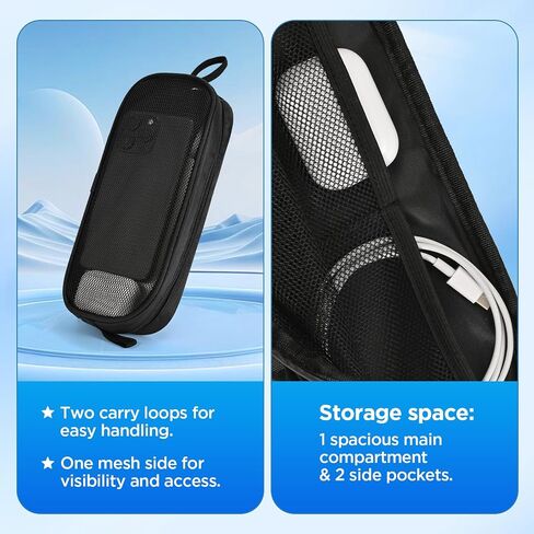 Travel Cable Organizer Case,Computer Accessories Zipper Nylon Pouch with See-Through Mesh,Potable Bag for Laptop Mouse, Power Bank, USB, Adapter, Charger, Cellphone and Cosmetics in Saudi Arabia