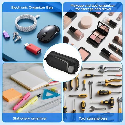 Travel Cable Organizer Case,Computer Accessories Zipper Nylon Pouch with See-Through Mesh,Potable Bag for Laptop Mouse, Power Bank, USB, Adapter, Charger, Cellphone and Cosmetics in Saudi Arabia