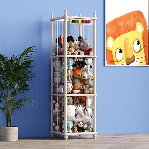 رف العاب خشبي ناعم لتخزين الحيوانات المحشوة من تي دي واي ام زد دي دبليو، منظم لغرفة الاطفال، قفص حديقة حيوان للالعاب المخملية بنمط حديقة الحيوان، هدية للحضانة وغرفة اللعب وغرفة النوم وغرفة الاطفال in Kuwait