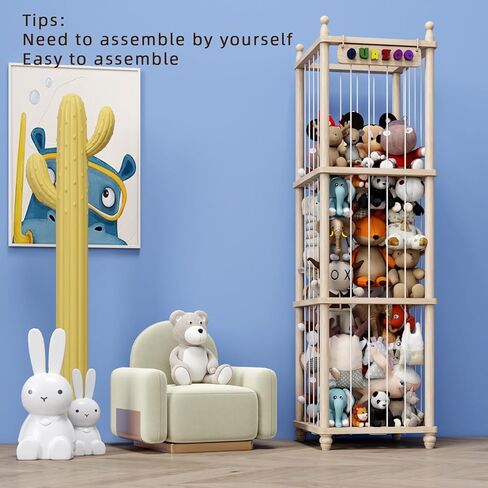 رف العاب خشبي ناعم لتخزين الحيوانات المحشوة من تي دي واي ام زد دي دبليو، منظم لغرفة الاطفال، قفص حديقة حيوان للالعاب المخملية بنمط حديقة الحيوان، هدية للحضانة وغرفة اللعب وغرفة النوم وغرفة الاطفال in Kuwait