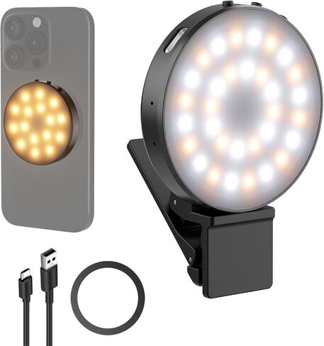 إصدار مستوى دخول NEWER ، ضوء صورة شخصية مغناطيسية متوافقة مع Magsafe iPhone ، 1W مقطع على LED Metal LED Fill Fill Fill For For Captop Video Conference Recording ، CRI95+ 840LUX/0.2M ، NL32R in Kuwait