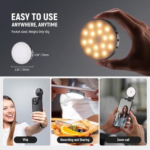 إصدار مستوى دخول NEWER ، ضوء صورة شخصية مغناطيسية متوافقة مع Magsafe iPhone ، 1W مقطع على LED Metal LED Fill Fill Fill For For Captop Video Conference Recording ، CRI95+ 840LUX/0.2M ، NL32R in Kuwait