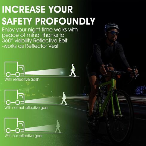 Reflective Sash for Walkingt High Visibility Reflective Running Gear with 2 Wrist Straps Night Walking Safety Gear for Night Walking Cycling Running Jogging Hiking (Green) in Saudi Arabia