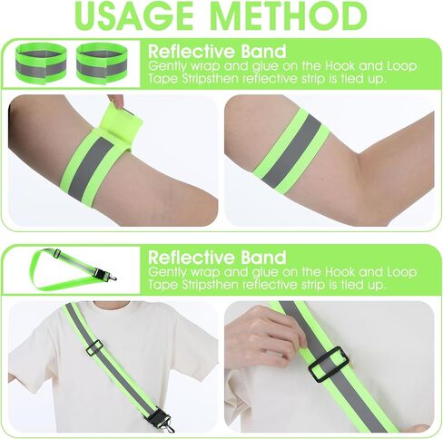 Reflective Sash for Walkingt High Visibility Reflective Running Gear with 2 Wrist Straps Night Walking Safety Gear for Night Walking Cycling Running Jogging Hiking (Green) in Saudi Arabia