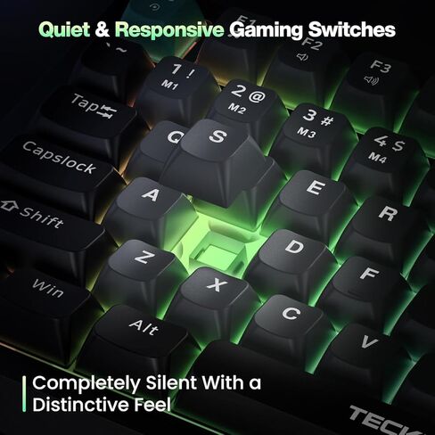 TECKNET Gaming Keyboard, 75% Wired Keyboard, RGB Backlit, 82-Keys with Volume Knob Control, 26 Keys Anti-ghosting, Whisper Quiet Gaming Switch Travel Friendly for Windows Laptop PC Mac-Grey in Kuwait
