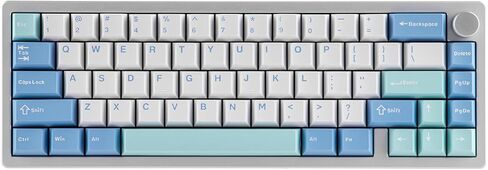 Epomaker Galaxy65 اللاسلكي QMK/عبر لوحة المفاتيح الميكانيكية ، لوحة مفاتيح مخصصة للألومنيوم المخلصة بالحيوية ، مفتاح قابلة للتبديل مسبقًا ، إضاءة خلفية RGB ، مقبض دوار ، 2.4 جيجا هرتز/BT/Type-C (الفضة) in Kuwait