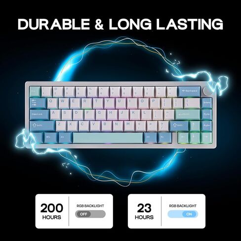 Epomaker Galaxy65 اللاسلكي QMK/عبر لوحة المفاتيح الميكانيكية ، لوحة مفاتيح مخصصة للألومنيوم المخلصة بالحيوية ، مفتاح قابلة للتبديل مسبقًا ، إضاءة خلفية RGB ، مقبض دوار ، 2.4 جيجا هرتز/BT/Type-C (الفضة) in Kuwait