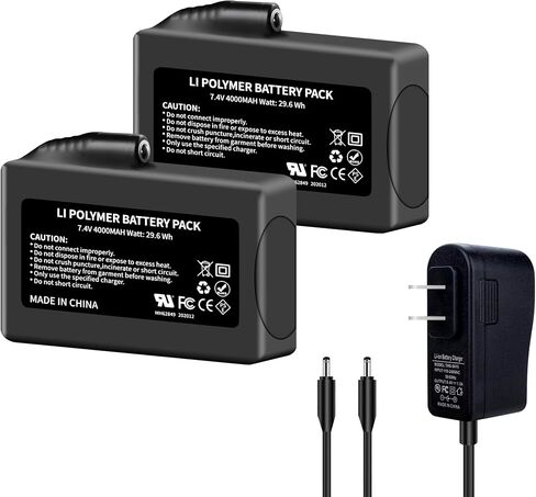 4000mAh 2Pack Lithium-ion Battery Pack for Heated Gloves, Socks, Hats, Mittens, Vest, Jacket, Hand Muff, Boots, Hat, Knee Braces Suit, for Most Winter Garments 7.4V Battery with Charger Power in Saudi Arabia