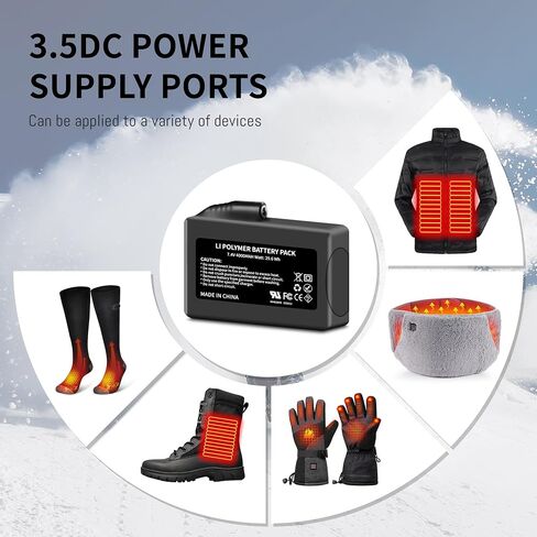 4000mAh 2Pack Lithium-ion Battery Pack for Heated Gloves, Socks, Hats, Mittens, Vest, Jacket, Hand Muff, Boots, Hat, Knee Braces Suit, for Most Winter Garments 7.4V Battery with Charger Power in Saudi Arabia