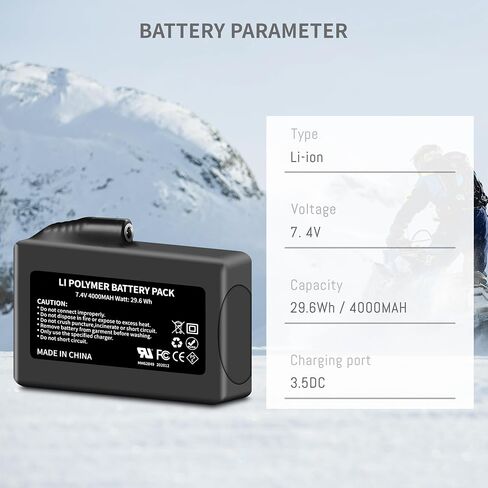 4000mAh 2Pack Lithium-ion Battery Pack for Heated Gloves, Socks, Hats, Mittens, Vest, Jacket, Hand Muff, Boots, Hat, Knee Braces Suit, for Most Winter Garments 7.4V Battery with Charger Power in Saudi Arabia