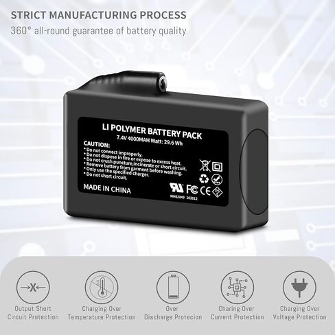 4000mAh 2Pack Lithium-ion Battery Pack for Heated Gloves, Socks, Hats, Mittens, Vest, Jacket, Hand Muff, Boots, Hat, Knee Braces Suit, for Most Winter Garments 7.4V Battery with Charger Power in Saudi Arabia