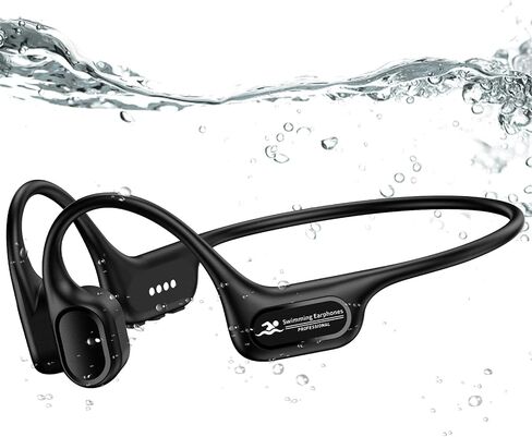 Full-Coverage Liquid Silicone Swimming Headphones, IP68 Waterproof Underwater Headphones, Bluetooth 6.0&MP3 with 32GB Memory Card, Soft/Skin-Comfortable Open Ear Bone Conduction Swim Earbuds(Orange) in Kuwait