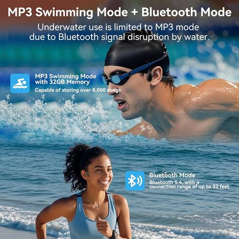 Full-Coverage Liquid Silicone Swimming Headphones, IP68 Waterproof Underwater Headphones, Bluetooth 6.0&MP3 with 32GB Memory Card, Soft/Skin-Comfortable Open Ear Bone Conduction Swim Earbuds(Orange) in Kuwait