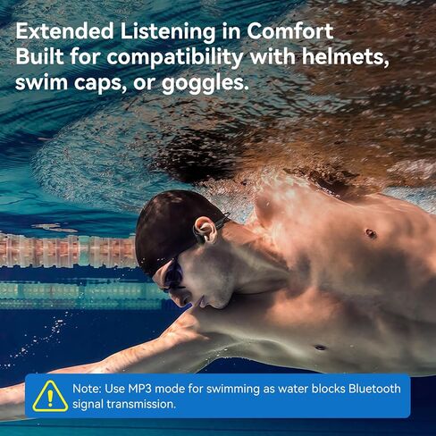 Full-Coverage Liquid Silicone Swimming Headphones, IP68 Waterproof Underwater Headphones, Bluetooth 6.0&MP3 with 32GB Memory Card, Soft/Skin-Comfortable Open Ear Bone Conduction Swim Earbuds(Orange) in Kuwait