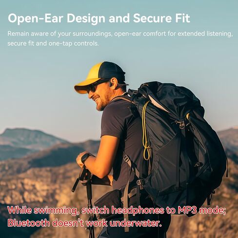 Full-Coverage Liquid Silicone Swimming Headphones, IP68 Waterproof Underwater Headphones, Bluetooth 6.0&MP3 with 32GB Memory Card, Soft/Skin-Comfortable Open Ear Bone Conduction Swim Earbuds(Orange) in Kuwait