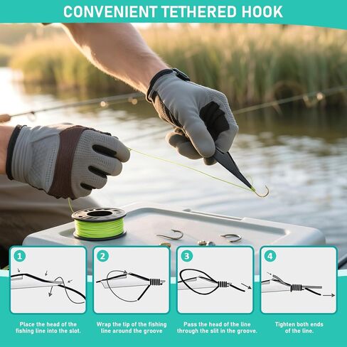 2-in-1 Fishing Line Knot Tyer Tool with Retractable Cord, Quick Tying Kit for Fly Fishing, Freshwater Saltwater Angler Accessories Lightweight Durable Design in Saudi Arabia