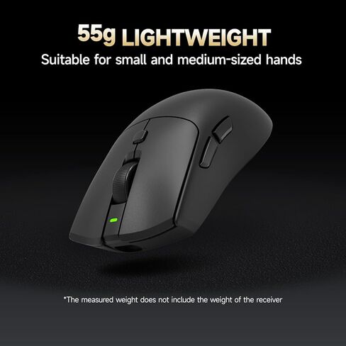 RAWM SH01PRO 8K Wireless Gaming Mouse, 55g Lightweight, PAW3950 30K DPI Optical Sensor, 8000 Polling Rate, Esports & FPS Gaming mice, Dual Receiver (1k USB Receiver and 8k dongle) in Kuwait
