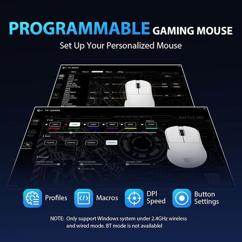 Transformers GM04 63g Lightweight Wireless Gaming Mouse, 12000 DPI, PAW3311 Sensor, 100h Battery Life, 2.4G/USB-C/Bluetooth Wireless Mouse with 5 Programmable Buttons for PC/Mac/Laptop(Black) in Saudi Arabia