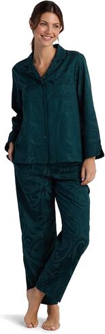Miss Elaine Pajama Set - Women's Satin PJ Set, Elastic Waist and Button Up Top, Sleepwear and Loungewear for Women in Saudi Arabia