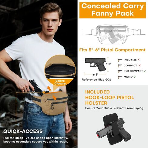 Huntvp Tactical Fanny Pack ، حقيبة خصر الحمل المخفية للرجال والنساء ، حقيبة حزام الورك العسكرية العسكرية ، و WR Nylon Bumbag مع حافظة مسدس وحزام قابل للتعديل لـ EDC ، والمشي لمسافات طويلة ، والسفر ، والأسود in Kuwait