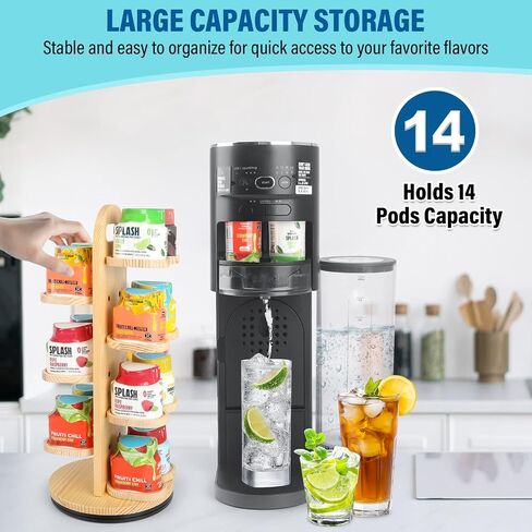 Flavor Pod Holder for Ninja Thirsti Pods, 360° Rotating 14-Flavor Storage Holder for Ninja Thirsty Drink System Pod Organizer for Ninja Thirsty Flavor Pods,Water Flavoring (Black) in Saudi Arabia