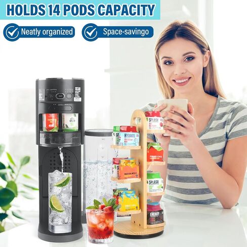 Flavor Pod Holder for Ninja Thirsti Pods, 360° Rotating 14-Flavor Storage Holder for Ninja Thirsty Drink System Pod Organizer for Ninja Thirsty Flavor Pods,Water Flavoring (Black) in Saudi Arabia