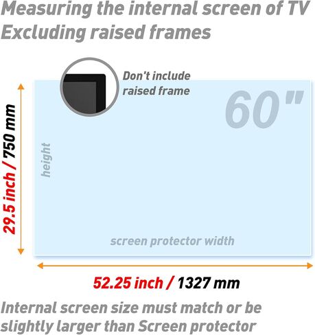 Anti Glare TV Screen Film for Standard Size 60 inch TV Screen Blue Light Filter, 60TV Glare Reducer for TV, Indoor Outdoor TV Glare Shield (60" 1328 * 749) in Saudi Arabia