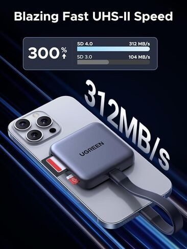 Ugrren Magnetic USB C SD 4.0 Card Reader ، محول قارئ بطاقة Micro SD Micro SD لجهاز iPhone 16/15 MacBook متوافق 312 ميجابايت/S SD/TF/Micro SD in Saudi Arabia