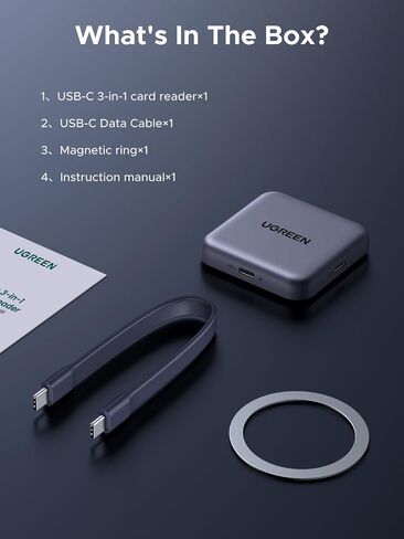 Ugrren Magnetic USB C SD 4.0 Card Reader ، محول قارئ بطاقة Micro SD Micro SD لجهاز iPhone 16/15 MacBook متوافق 312 ميجابايت/S SD/TF/Micro SD in Saudi Arabia