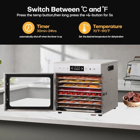 Panana Dehydrator Machine for Jerky, 18 Trays Stainless Steel Food Dehydrator, Dehydrators with Adjustable Timer and Temprature, 800W Dehydrator (Trays-18) in Saudi Arabia