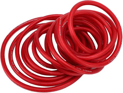 4 Gauge Wire, Copper Clad Aluminum CCA Soft Touch 25ft 4 AWG Power Ground Cable for Car Speaker Systems Rv Trailer, Made with, Soft Touch Sheath, Color Coded Wires, for Easy (Red) in Saudi Arabia