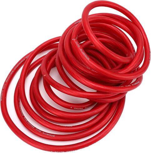 4 Gauge Wire, Copper Clad Aluminum CCA Soft Touch 25ft 4 AWG Power Ground Cable for Car Speaker Systems Rv Trailer, Made with, Soft Touch Sheath, Color Coded Wires, for Easy (Red) in Saudi Arabia