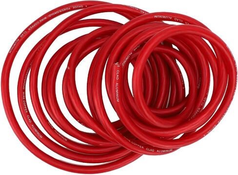 4 Gauge Wire, Copper Clad Aluminum CCA Soft Touch 25ft 4 AWG Power Ground Cable for Car Speaker Systems Rv Trailer, Made with, Soft Touch Sheath, Color Coded Wires, for Easy (Red) in Saudi Arabia