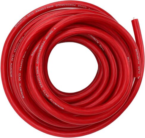 4 Gauge Wire, Copper Clad Aluminum CCA Soft Touch 25ft 4 AWG Power Ground Cable for Car Speaker Systems Rv Trailer, Made with, Soft Touch Sheath, Color Coded Wires, for Easy (Red) in Saudi Arabia