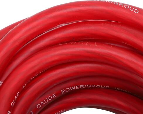 4 Gauge Wire, Copper Clad Aluminum CCA Soft Touch 25ft 4 AWG Power Ground Cable for Car Speaker Systems Rv Trailer, Made with, Soft Touch Sheath, Color Coded Wires, for Easy (Red) in Saudi Arabia