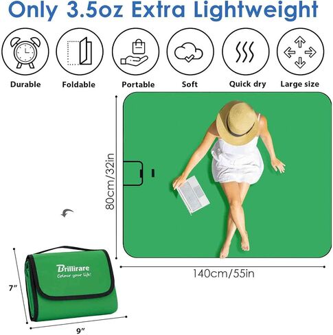 Beach Picnic Blanket, Sandproof Waterproof Camping Blankets Large, Outdoor Sandfree Foldable Mat 55x32in, Oversized Packable Family Mats for Hiking, Camping, Park, Travel, Grass Concert-Blue in Saudi Arabia