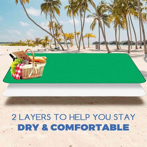 Beach Picnic Blanket, Sandproof Waterproof Camping Blankets Large, Outdoor Sandfree Foldable Mat 55x32in, Oversized Packable Family Mats for Hiking, Camping, Park, Travel, Grass Concert-Blue in Saudi Arabia