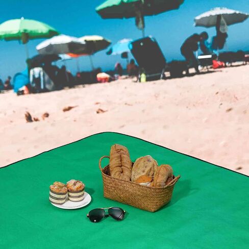 Beach Picnic Blanket, Sandproof Waterproof Camping Blankets Large, Outdoor Sandfree Foldable Mat 55x32in, Oversized Packable Family Mats for Hiking, Camping, Park, Travel, Grass Concert-Blue in Saudi Arabia