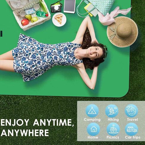 Beach Picnic Blanket, Sandproof Waterproof Camping Blankets Large, Outdoor Sandfree Foldable Mat 55x32in, Oversized Packable Family Mats for Hiking, Camping, Park, Travel, Grass Concert-Blue in Saudi Arabia