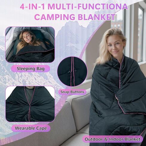 Outdoor Camping Blanket, Packable Down Alternative Puffy Camping Blankets Lightweight Water-Resistant Compact Outdoor Blanket for Airplane Travel Picnic Stadium Hiking Party Cold Weather 55"x78.8" in Saudi Arabia