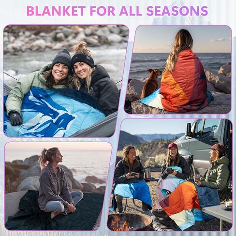 Outdoor Camping Blanket, Packable Down Alternative Puffy Camping Blankets Lightweight Water-Resistant Compact Outdoor Blanket for Airplane Travel Picnic Stadium Hiking Party Cold Weather 55"x78.8" in Saudi Arabia
