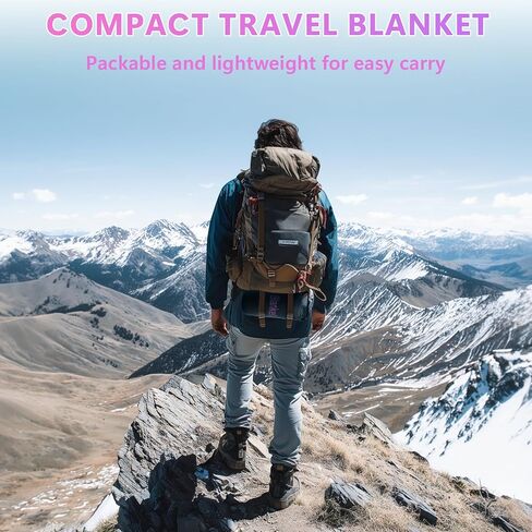 Outdoor Camping Blanket, Packable Down Alternative Puffy Camping Blankets Lightweight Water-Resistant Compact Outdoor Blanket for Airplane Travel Picnic Stadium Hiking Party Cold Weather 55"x78.8" in Saudi Arabia