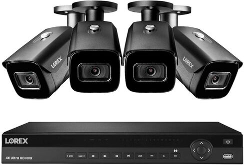 Lorex Nocturnal 3 4K 16-Channel 4TB Wired NVR System with Smart IP Bullet Cameras, 30FPS Recording and Listen-in Audio - (4 Cam/Black) in Saudi Arabia