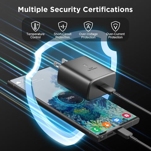 45W Super Fast Charger USB C Android Phone Charger استبدال شحن سريع لـ Samsung Galaxy S25/S25 Ultra/S25+/S24 Ultra/S24/S24+/S23 Ultra/S23/S22/S20/S21/ملاحظة 10 ، علامة تبويب 6ft C in Kuwait